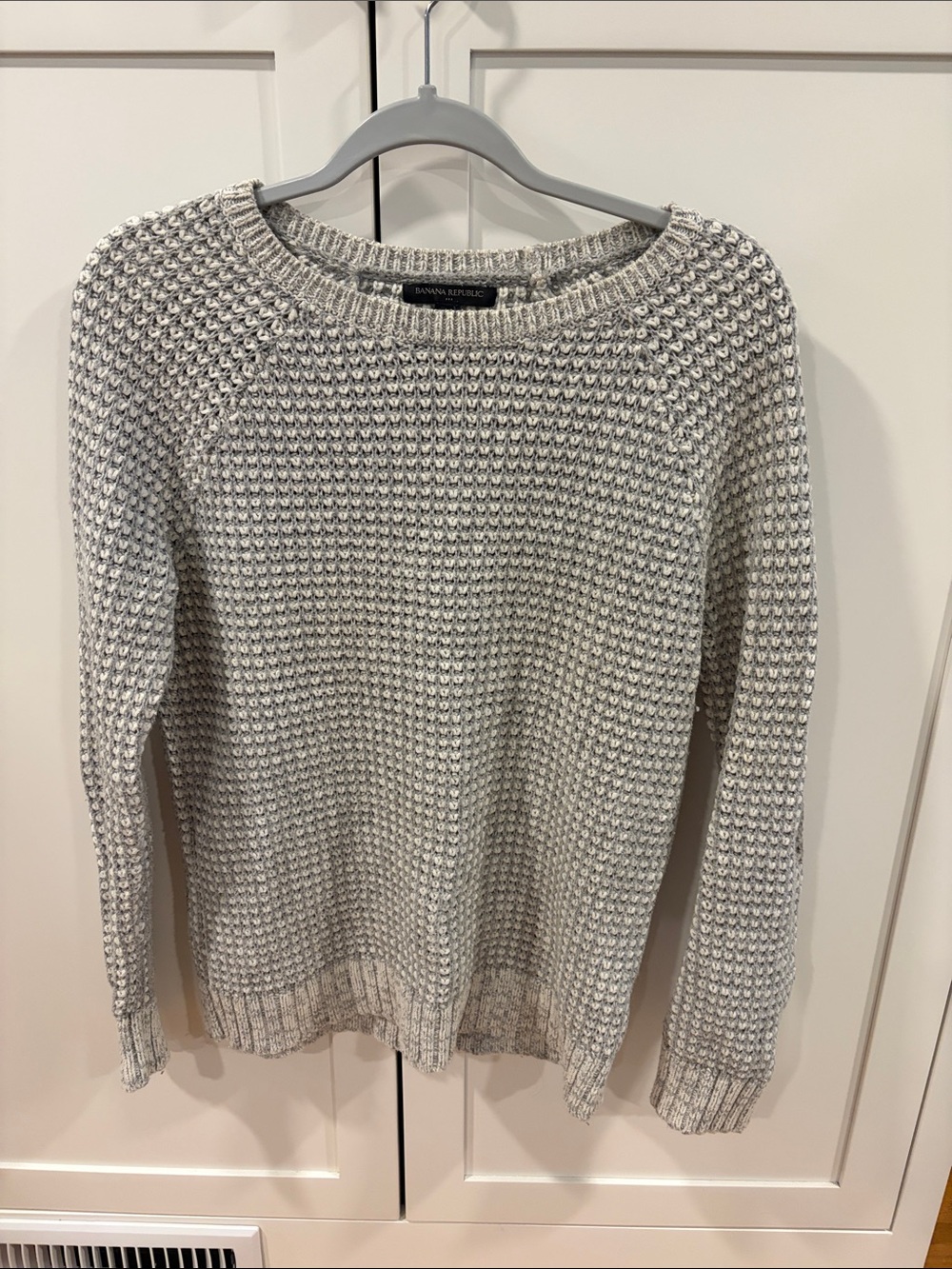 Banana Republic Light Gray Chunky Knit Crewneck Sweater